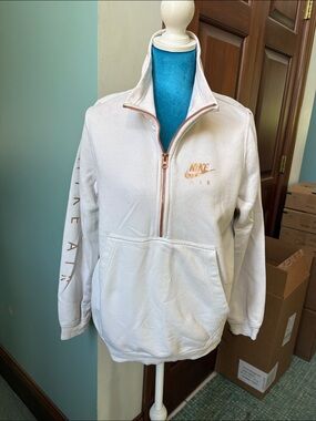 Nike 1/4 zip jacket sweatshirt/rose gold zipper& logo plus sleeve logo off white